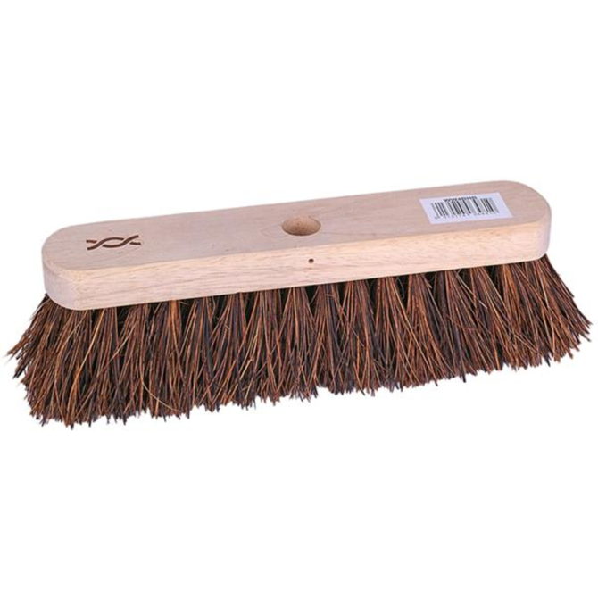 Wooden Broom Head with Bracket & Bassine Bristles 11.4inch / 29cm