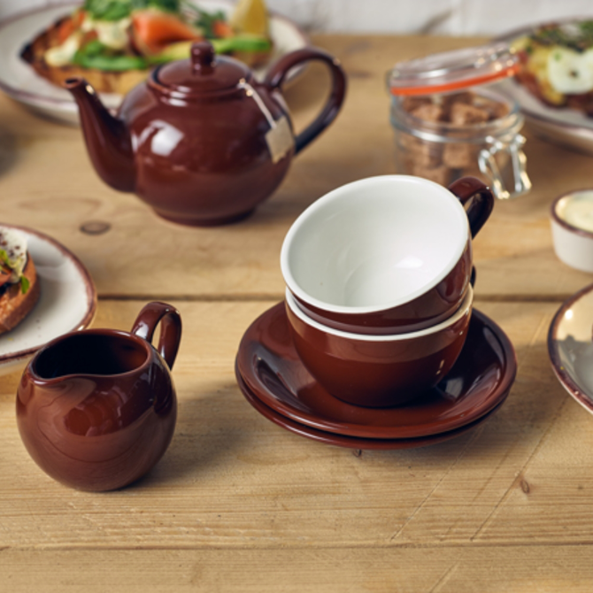 GenWare Porcelain Brown Bowl Shaped Cup 90ml / 3oz