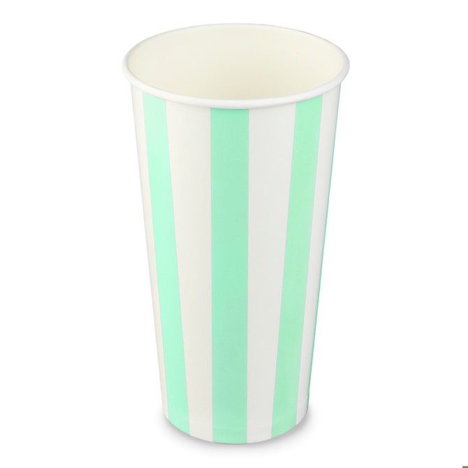 Green Striped Milkshake Paper Cups 20oz / 568ml