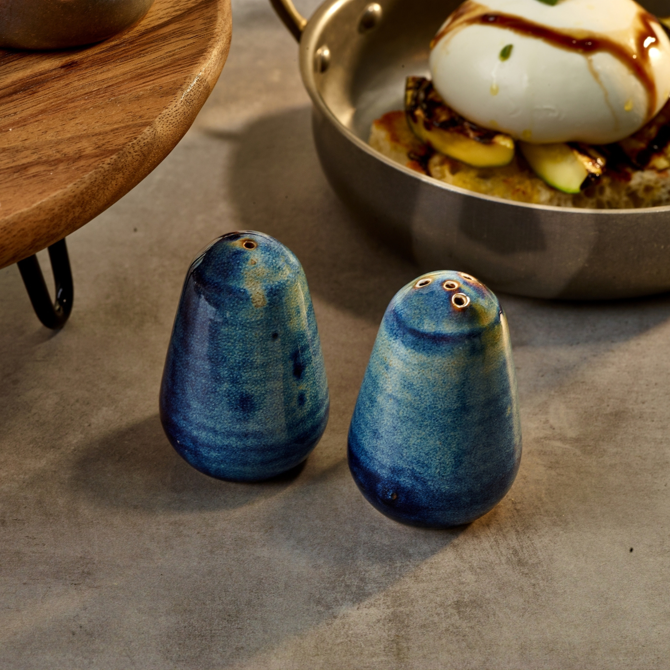 Terra Porcelain Aqua Blue Salt Shaker