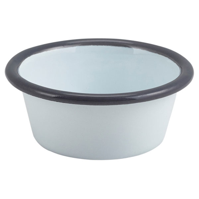 Enamel Ramekin White and Grey 3.2oz / 90ml