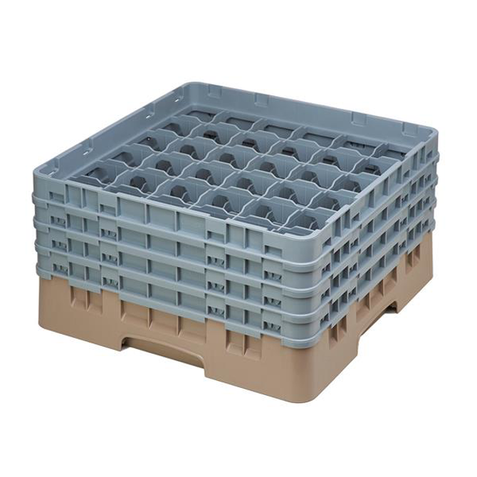 36 Compartment Glass Rack with 4 Extenders H215mm - Beige