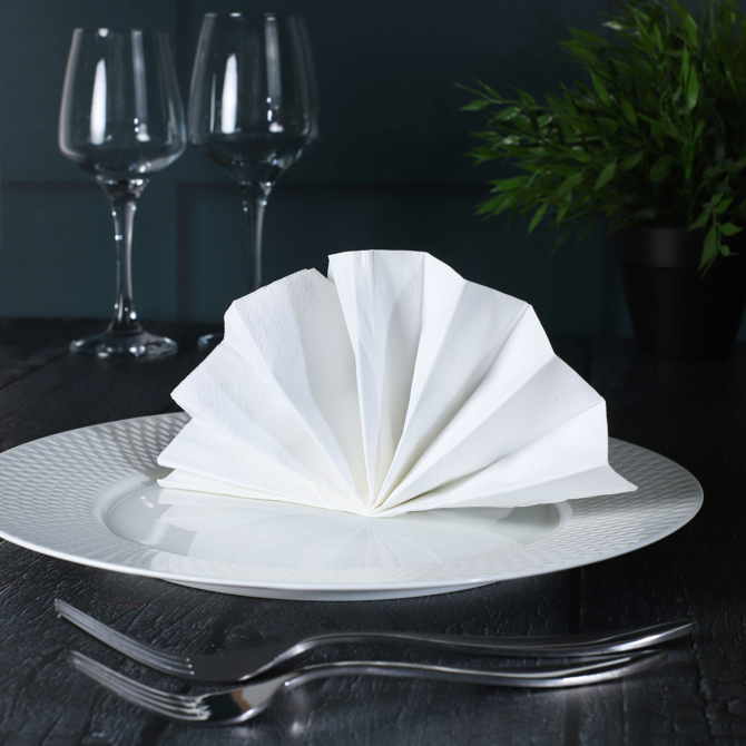 3ply 4 Fold White Napkins 40cm x 40cm