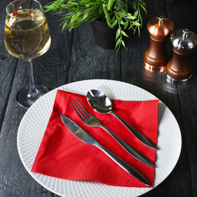 3ply 4 Fold Red Napkins 40cm x 40cm