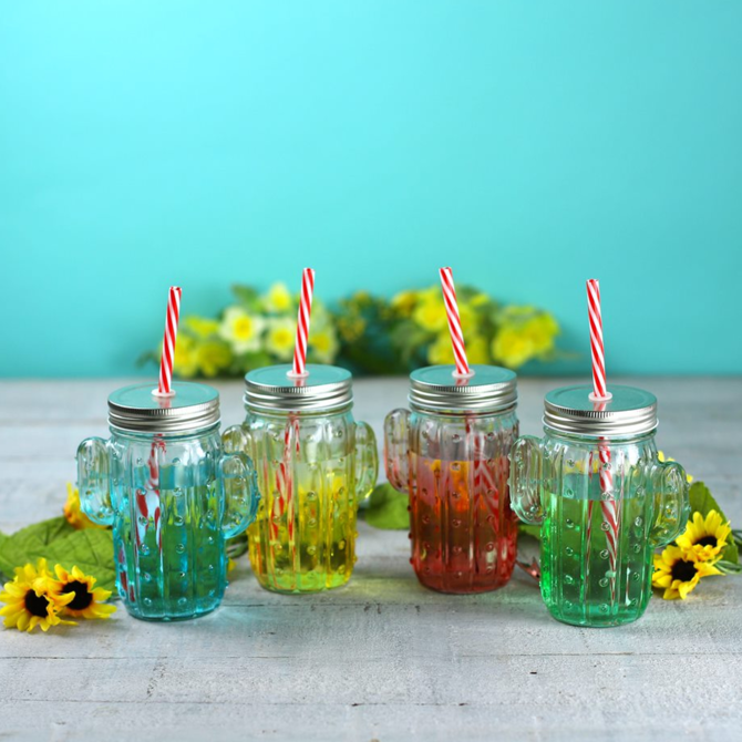 Faded Cactus Mason Jars 16oz / 454ml