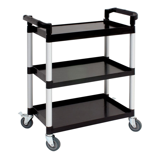 GenWare Large 3 Tier PP Trolley Black Shelves