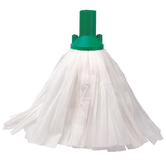 Green Colour Coded Exel Big White Socket Mop Head 5oz / 150g