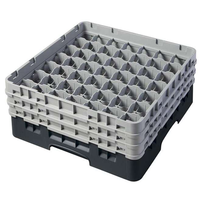 49 Compartment Glass Rack with 3 Extenders H174mm - Black