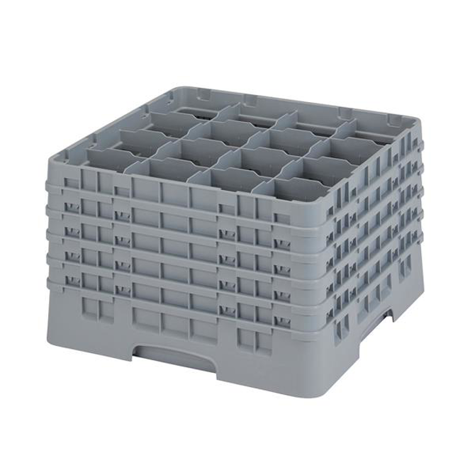 16 Compartment Glass Rack with 5 Extenders H279mm - Grey