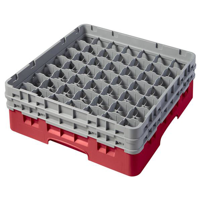 49 Compartment Glass Rack with 2 Extenders H133mm - Red