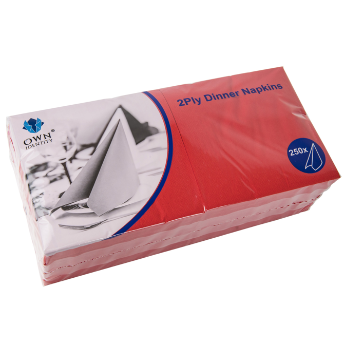 2ply 4 Fold Red Napkins 40cm x 40cm