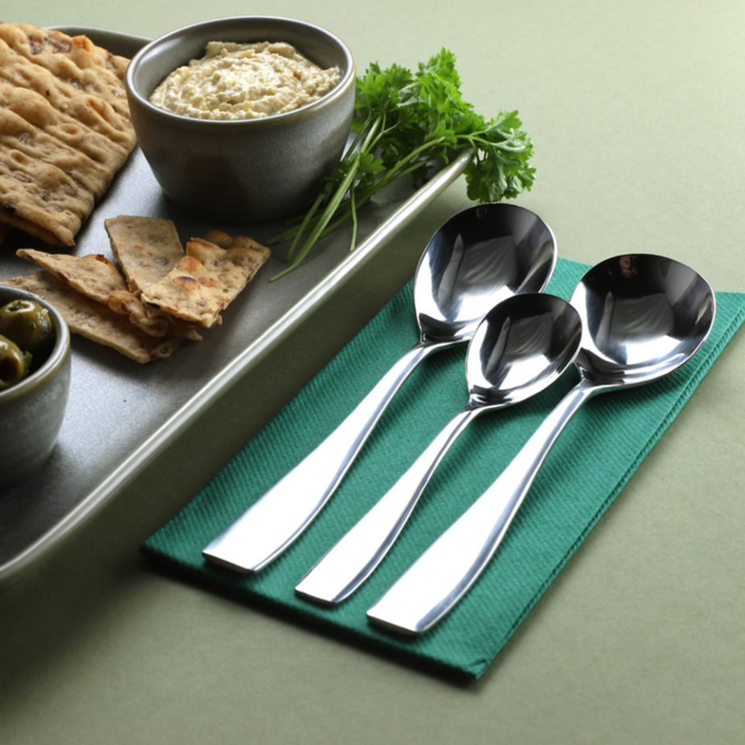 Genware Square Cutlery 18/0 Dessert Spoons