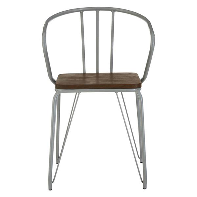 District Grey Metal & Elm Wood Arm Chair