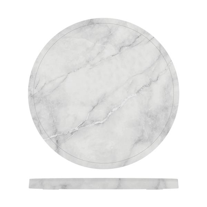White Marble Agra Melamine Round Slab 28.5cm