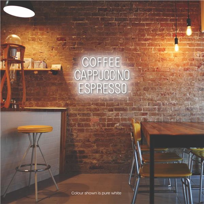 Coffee - Cappucchino - Espresso LED Neon Sign Pure White