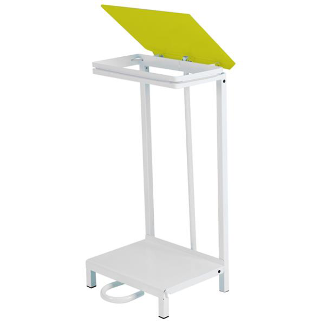 Mobile Polypropylene & Aluminium Open Sack Holder With Yellow Lid 92ltr