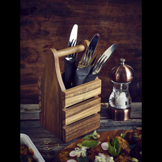 Acacia Wood Cutlery Holder