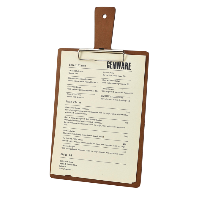 Genware Wooden Paddle Menu Board A4