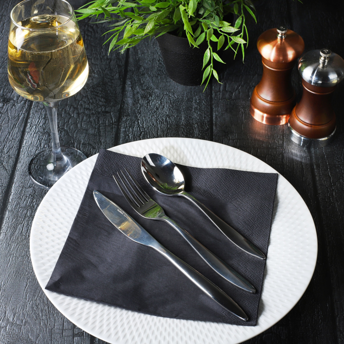 3ply 4 Fold Black Napkins 40cm x 40cm