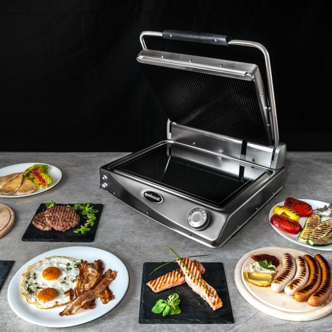 Spidocook Spidoglass Black Ribbed Top Plate SP015PR Medium Grill