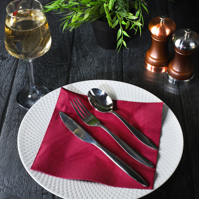 3ply 4 Fold Burgundy Napkins 40cm x 40cm