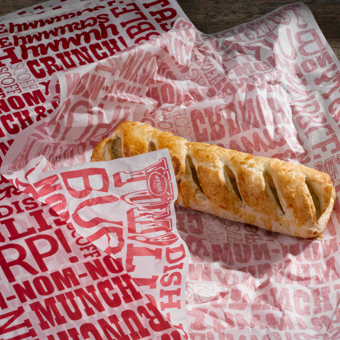 Custom Printed White Greaseproof Paper 335 x 250mm
