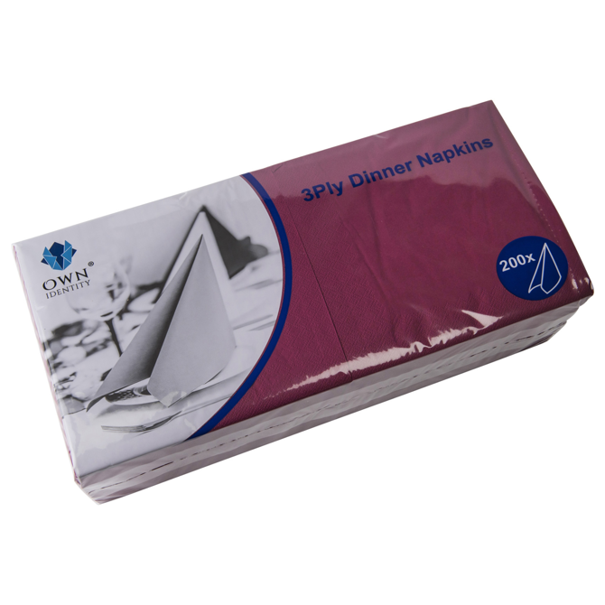 3ply 4 Fold Burgundy Napkins 40cm x 40cm