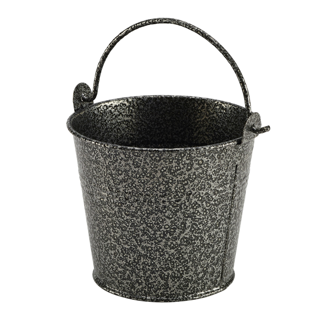Genware Galvanised Steel Serving Bucket Hammered Silver 10cm