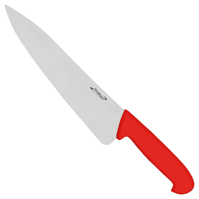 Genware Chefs Knife 8inch Red - Raw Meat