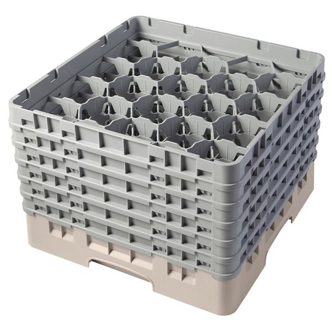 20 Compartment Glass Rack with 6 Extenders H298mm - Beige