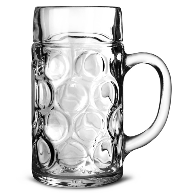 German Beer Stein Glass CE Lined at 2 Pints / 1.1ltr