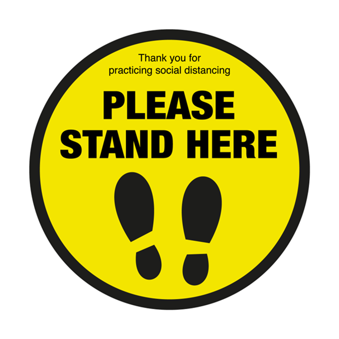 Please Stand Here with Symbol Social Distancing Floor Graphic 40cm