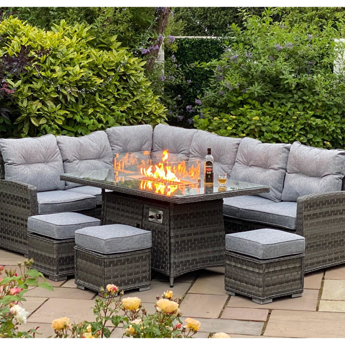 Maiori Dark Grey Large Causal Firepit Corner Set