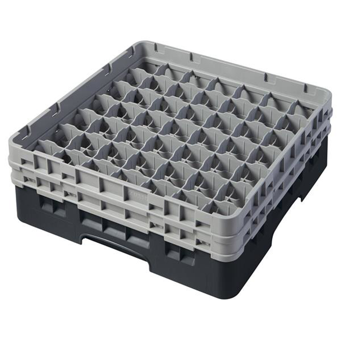 49 Compartment Glass Rack with 2 Extenders H133mm - Black