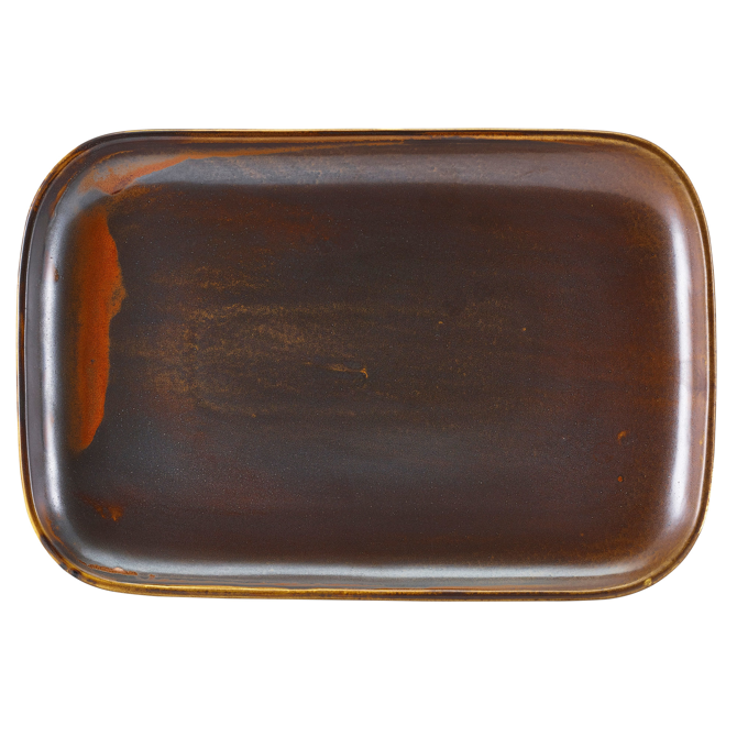Terra Porcelain Rectangular Plates Rustic Copper 13.6" / 34.5cm