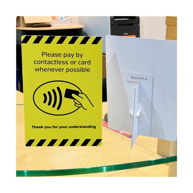 Card & Contactless Payments Wherever Possible A4 Freestanding Counter Top Sign