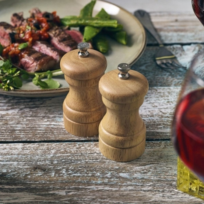 Genware Light Wood Salt or Pepper Grinder