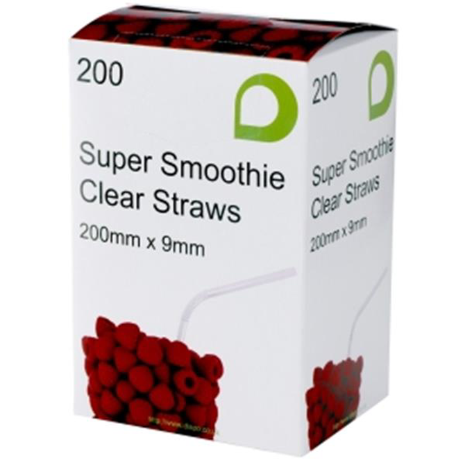 Clear Super Smoothie Straight Straws 200mm x 9mm