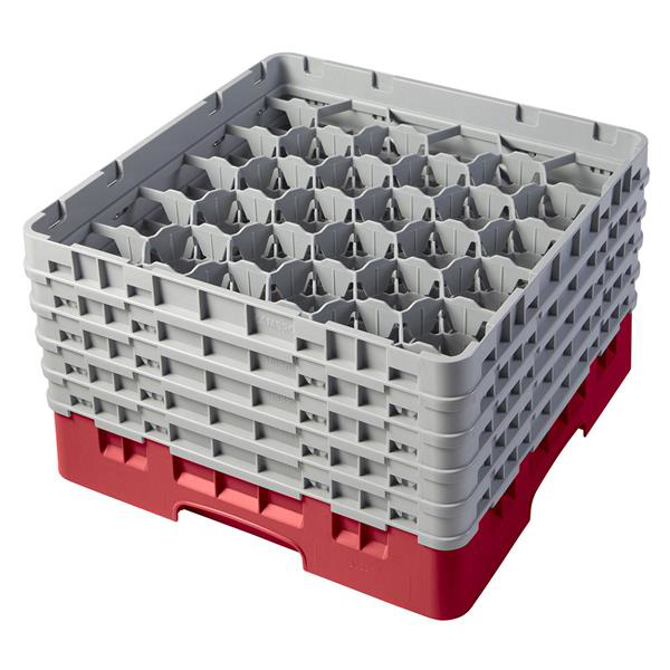 30 Compartment Glass Rack with 5 Extenders H257mm - Red