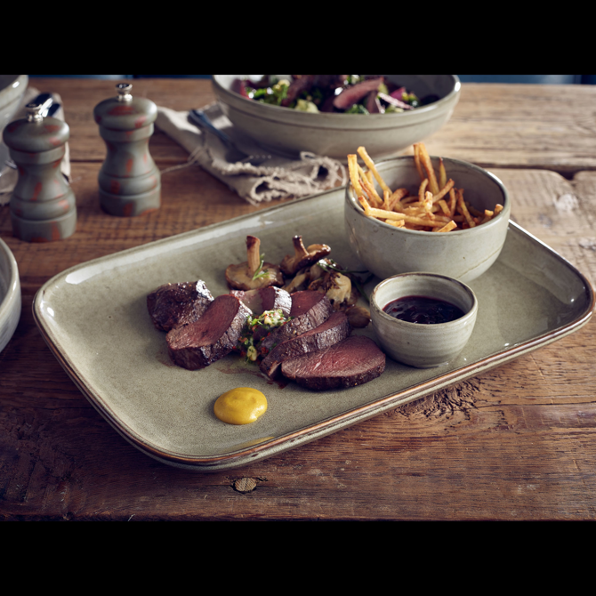 Terra Porcelain Rectangular Plates Grey 11.4" / 29cm