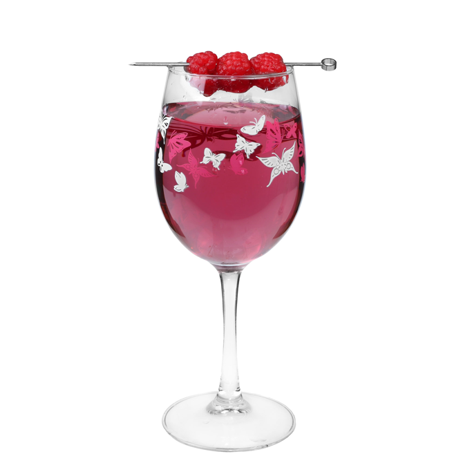 Tulip Cabernet- Butterfly Print Glass 12oz/350ml