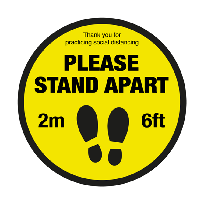 Please Stand Apart Social Distancing Floor Graphic 40cm