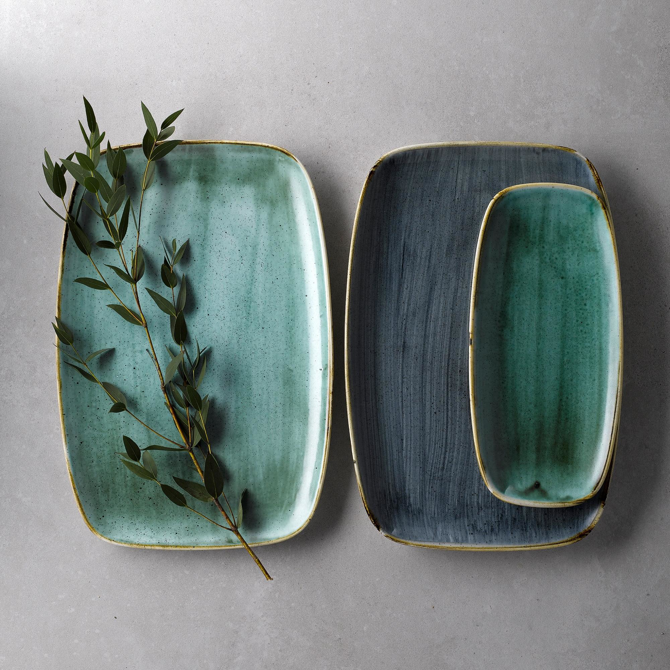Churchill Stonecast Samphire Green Oblong Plate 14" / 35cm