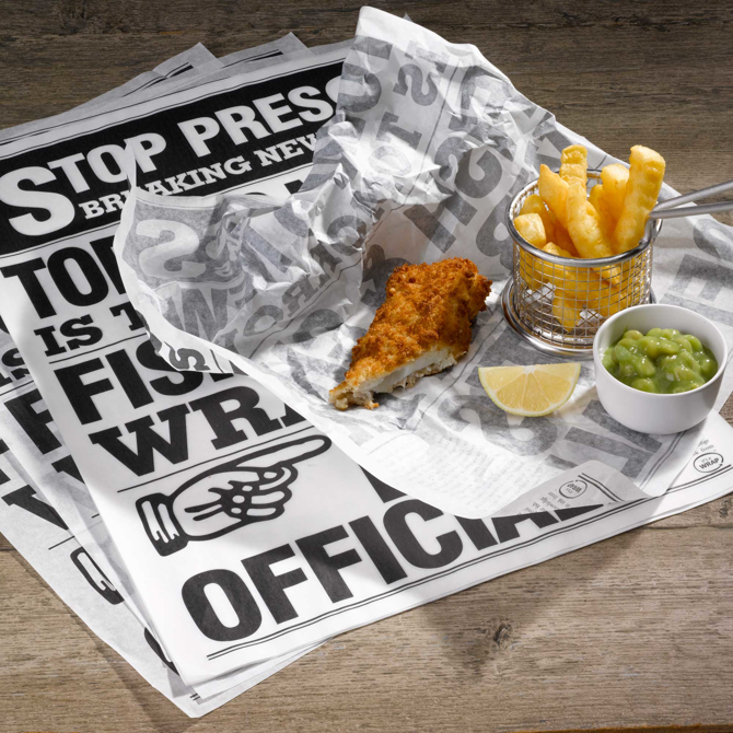 Custom Printed White Greaseproof Paper 335 x 250mm