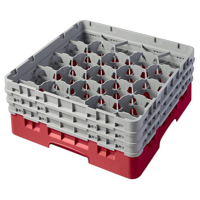 20 Compartment Glass Rack with 3 Extenders H196mm - Red