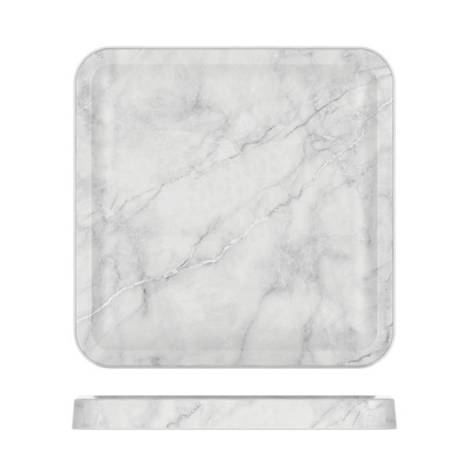 White Marble Agra Melamine Tray 23 x 23cm