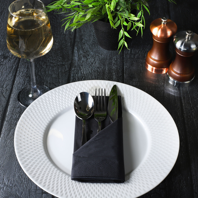 3ply 4 Fold Black Napkins 40cm x 40cm