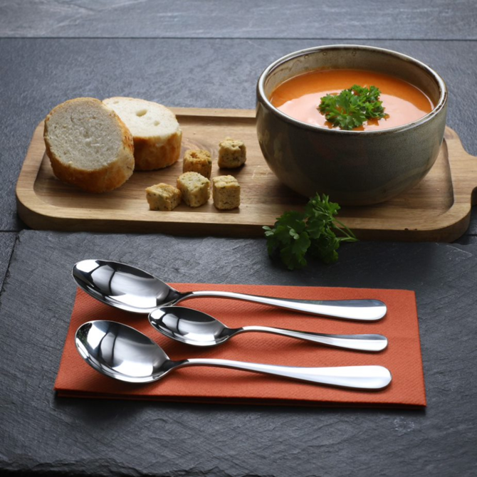Genware Baguette 18/0 Cutlery Dessert Spoons