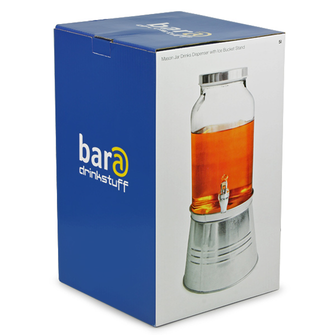 Mason Jar Drinks Dispenser with Ice Bucket Stand 5ltr