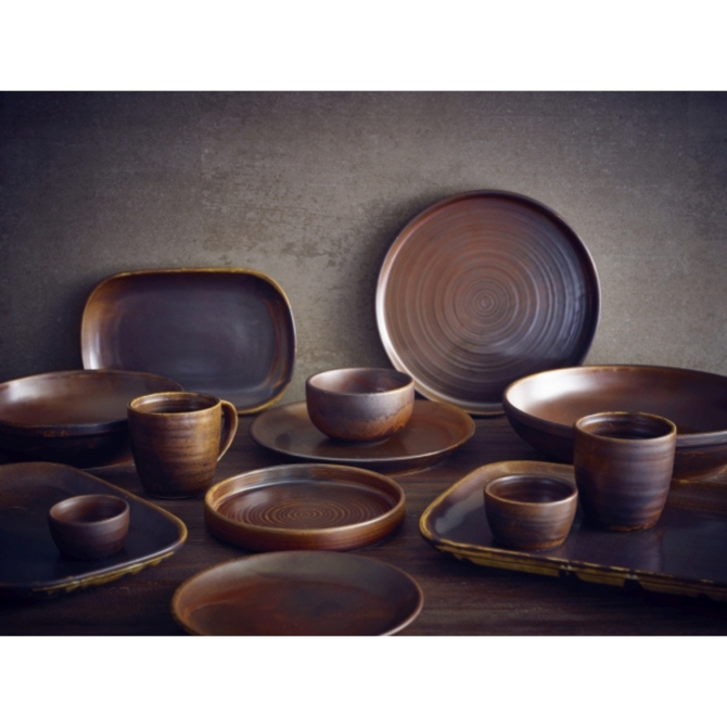 Terra Porcelain Rectangular Plates Rustic Copper 11.4" / 29cm